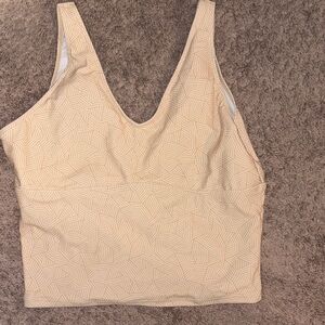 Geometric Patterned Cream Bikini Top